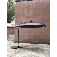 wtressa Square  Outdoor Patio Umbrella Solar Powered LED Lighted Sun Shade Market Waterproof 8 Ribs Umbrella With Crank