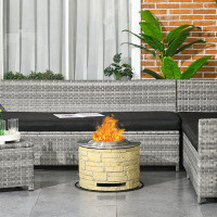 Arlmont & Co. Smokeless Fire Pit with Mat, 20" Firepit, Magnesium Oxide, Yellow