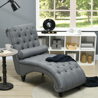 Indoor Chaise Lounge 23.6" W x 55.1" D x 37.8" H Grey
