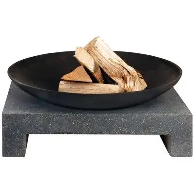 17 Stories Bonaparte Cast Iron and Stone Wood Burning Fire Pit