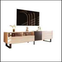 Ebern Designs TV Stand For 80'' TV With Double Storage Space, Media Console Table, Entertainment Center With Drop Down D