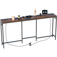 17 Stories Console Table With Outlets, 11.8" D X 70.8" W X 32.6" H Behind Couch Table Skinny, Entryway Table With A Smal