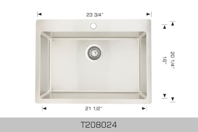 Builder Series - Drop In / Top Mount, 4 Sizes,  18 gauge Radius Corner, Single Bowl Kitchen Sink (20, 24, 28 & 32 Width) in Plumbing, Sinks, Toilets & Showers - Image 3