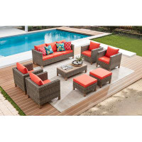 Latitude Run® 8-Piece Wicker Outdoor Patio Conversation Seating Set With Coffee Table