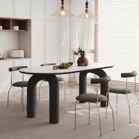 RARLON Modern Simple Cream Style Small Home Dining Table Oval 78.74'' L x 31.50'' W Dining Set