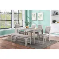 Gracie Oaks Contemporary Dining 6Pc Set Table With 4X Side Chairs And Bench Padded Cushion Seats Chairs
