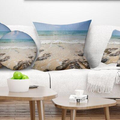 East Urban Home Rocks on Typical Tropical Beach Pillow in Bedding