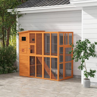 Cat Cage 76.75" x 37.25" x 68.75" Natural Wood