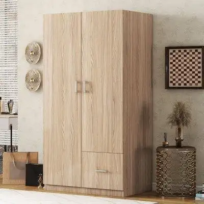 Classic and Minimalist in Design:This armoire is classic simple and generous with metal handles a lo...