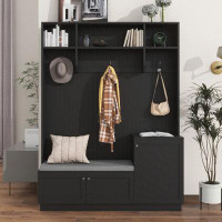 Orren Ellis Functional Hallway Shoe Cabinet with Bench&Cushion
