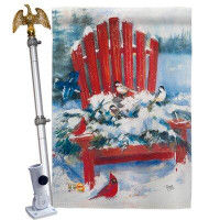 Breeze Decor Red Chair In Winter - Impressions Decorative Aluminum Pole & Bracket House Flag Set HS114193-BO-02