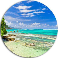 Made in Canada - Design Art 'Tranquil Seychelles Tropical Beach' Photographic Print on Metal