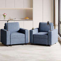 beyondSMART 38" W Upholstered Accent Armchair with Storage and Cup-holder,Power Grommet for Living Room