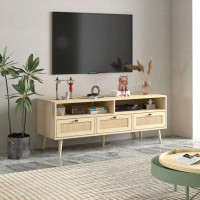 Bay Isle Home™ Rattan TV Stand With Solid Wood Feet