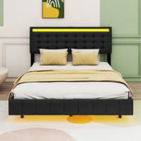 Ivy Bronx Priolo Full Size Floating Bed Frame With LED Lights And USB Charging