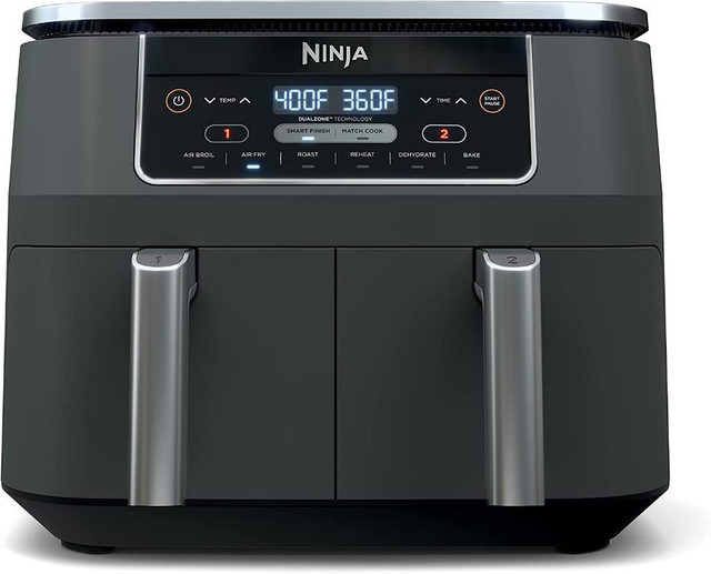 Ninja Foodi 6-in-1 8-qt. (7.6L) 2-Basket Air Fryer DualZone Technology, Match Cook & Smart Finish to Roast, Broil in Other