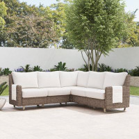 Flexsteel Vista Wicker Outdoor Patio 6 Seat Sectional with Sunbrella® Cushions