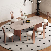 HIGH CHESS Rock slab solid wood oval dining table