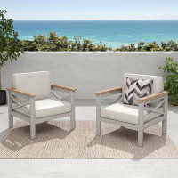 Latitude Run® Set Of 2, Acacia Wood Outdoor Lounge Chair