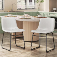 17 Stories Evre Bar Stools Faux Leather Counter Stools with Back Armless Dining Chairs for Kitchen Island