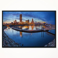 Made in Canada - East Urban Home 'Milwaukee Panoramic View' Floater Frame Photograph on Canvas