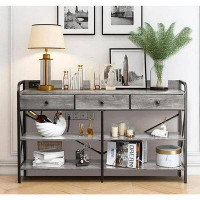 17 Stories 17 Stories Console Table With Outlet And Usb Ports, 55â?? Entryway Table With Storage Shelves, Narrow Sofa Ta