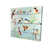 Charlton Home Small Abstract Colourful Birds printed on canvas. Fine art gallery wrapped canvas 36x36 inches with 1,5in