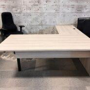 Global Newland L-Shape Desk with Metal Leg and Box/File Pedestal – 72 x 78 – Noce Grigio in Desks in Belleville Area