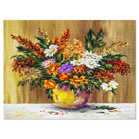 Made in Canada - Design Art Wild Flowers in a Pot - Wrapped Canvas Print