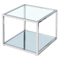 Mercer41 Petite table basse contemporaine en métal et verre - Argent