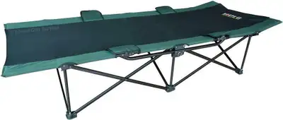 HEAVY DUTY STRONGMAN FOLDING CAMPING COT -- IDEAL FOR FAMILY TRAVEL AND AIRPORT EMERGENCIES