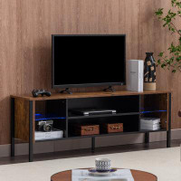 Wade Logan Bryianna 55" Wide TV Stand With LED Light For Living Room