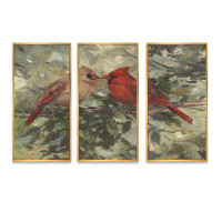 Design Art Kissing Cardinals - Cottage-Animal Framed Canvas Wall Art Set Of 3