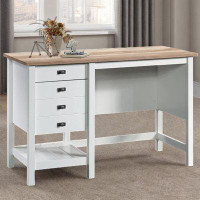 Hokku Designs Single Pedestal Desk, Soft White