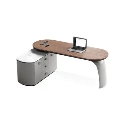 WONERD 78.74" Nut-brown Oval Manufactured Wood desks