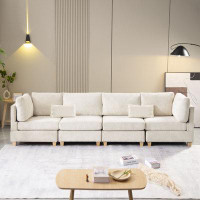 Latitude Run® Modern L-Shaped Corduroy Upholstered Free Combination Sofa With Solid Wooden Legs