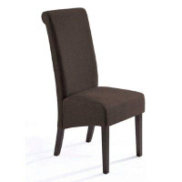 Red Barrel Studio Dining Chair Dark Brown Upholstered Fabric Seat With Black Wood Legs