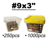#9 x 3 Multi-Purpose Framing Screws, Construction Screws, Torx Drive, Bugle Head, Coarse Thread, Yellow Zinc