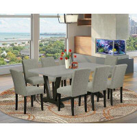 Winston Porter Aimee-Lee 9-Pc Dinette Room Set - 8 Kitchen Parson Chairs And 1 Modern Rectangular Cement Kitchen Table T