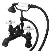 Elements of Design Hot Springs Triple Handle Deck Mounted Clawfoot Tub Faucet with Handshower
