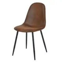17 Stories Donitra Polyurethane Metal Side Chair in Brown