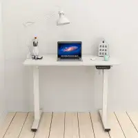Inbox Zero Modern White Electric Standing Desk, Adjustable Height, Digital Display, Telescopic Legs