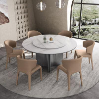 STAR BANNER Italian Modern Minimalist Circular Dining Table And Chair Combination(With Turntable)