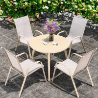 Hokku Designs Outdoor Table And Chair Combination Leisure Dining Table Courtyard Garden Open-Air Terrace Outdoor Simple