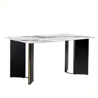 Ivy Bronx Dining Table With Imitation Marble Tabletop