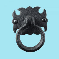 The Renovators Supply Inc. Black Wrought Iron Cabinet Ring Pull Handles (Set Of 12)