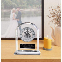 AllGiftFrames Personalized Engraved Crystal Tabletop Desk Clock Diamond Faceted Top Recognition Love Romantic Wife Husba