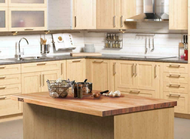 Maple or Walnut, Solid 1 1/2 In Island Counter Top - Depth 27-42 Width 24-97 ( Butcher Block )  Prices are in the Ad in Cabinets & Countertops in Edmonton Area - Image 3