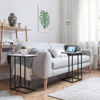 Latitude Run® C Shaped Side Table Set Of 2, Marble End Table For Sofa And Bed, Couch Table That Slide Under, Snack Side