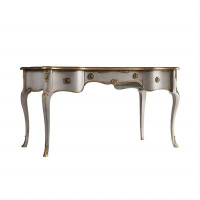 Recon Furniture 47.24" Grey Gold Vintage Solid Wood Rectangular Desk